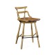 Natural Oak Side Bar Stool with a Studded Antique Chestnut Leather Seat