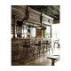 Natural Oak Side Bar Stool with a Studded Antique Chestnut Leather Seat
