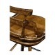 Dark Oak Side Bar Stool with a Studded Dark Antique Leather Seat