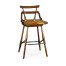 Dark Oak Side Bar Stool with a Studded Dark Antique Leather Seat
