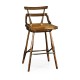 Dark Oak Side Bar Stool with a Studded Dark Antique Leather Seat