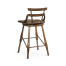 Dark Oak Side Bar Stool with a Studded Dark Antique Leather Seat