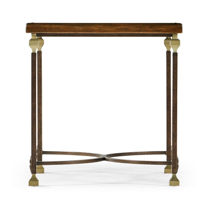 Argentinian Walnut Parquetry & Iron Side Table