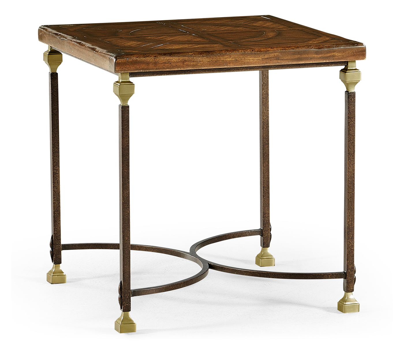 Argentinian Walnut Parquetry & Iron Side Table