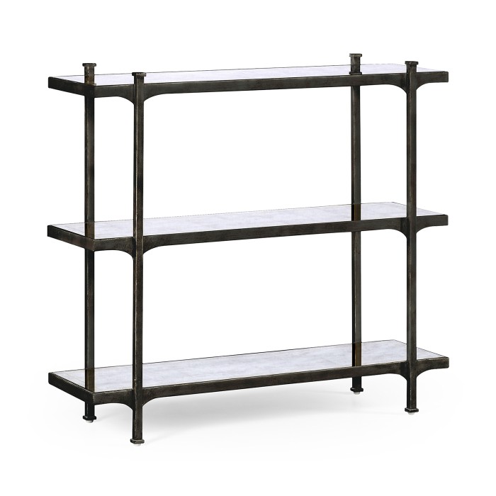 Églomisé & Bronze Iron Three-Tier Étagère