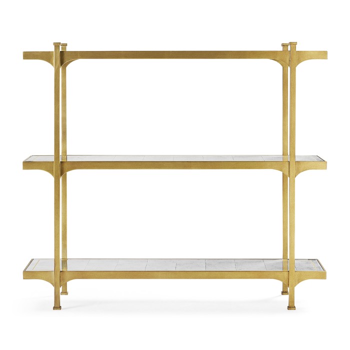 Églomisé & Gilded Iron Three-Tier Étagère