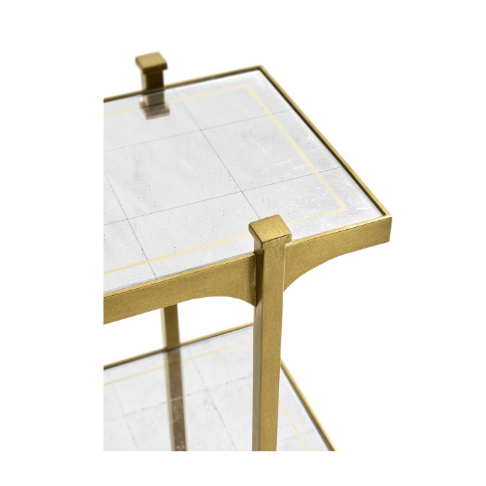 Églomisé & Gilded Iron Three-Tier Étagère
