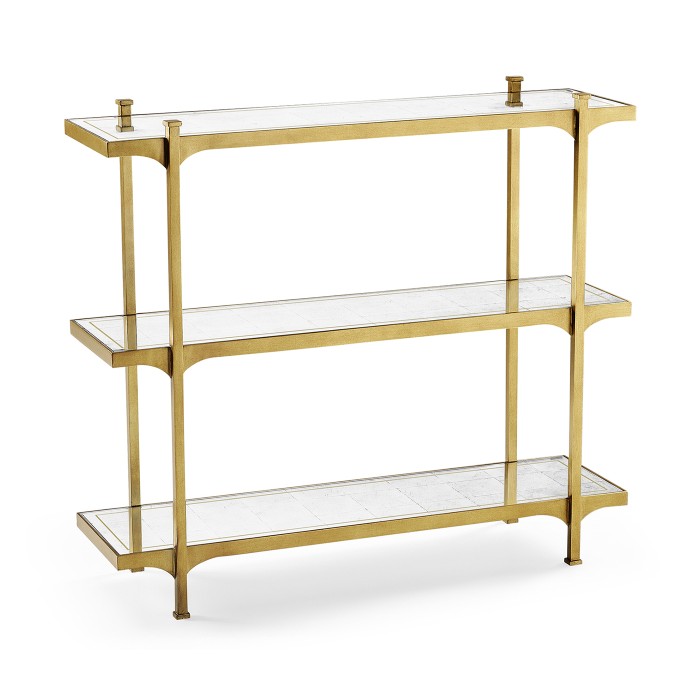 Églomisé & Gilded Iron Three-Tier Étagère