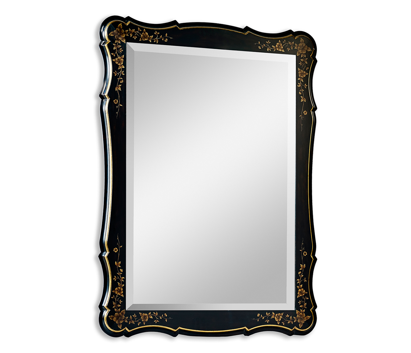 Black & gilded floral rectangular mirror