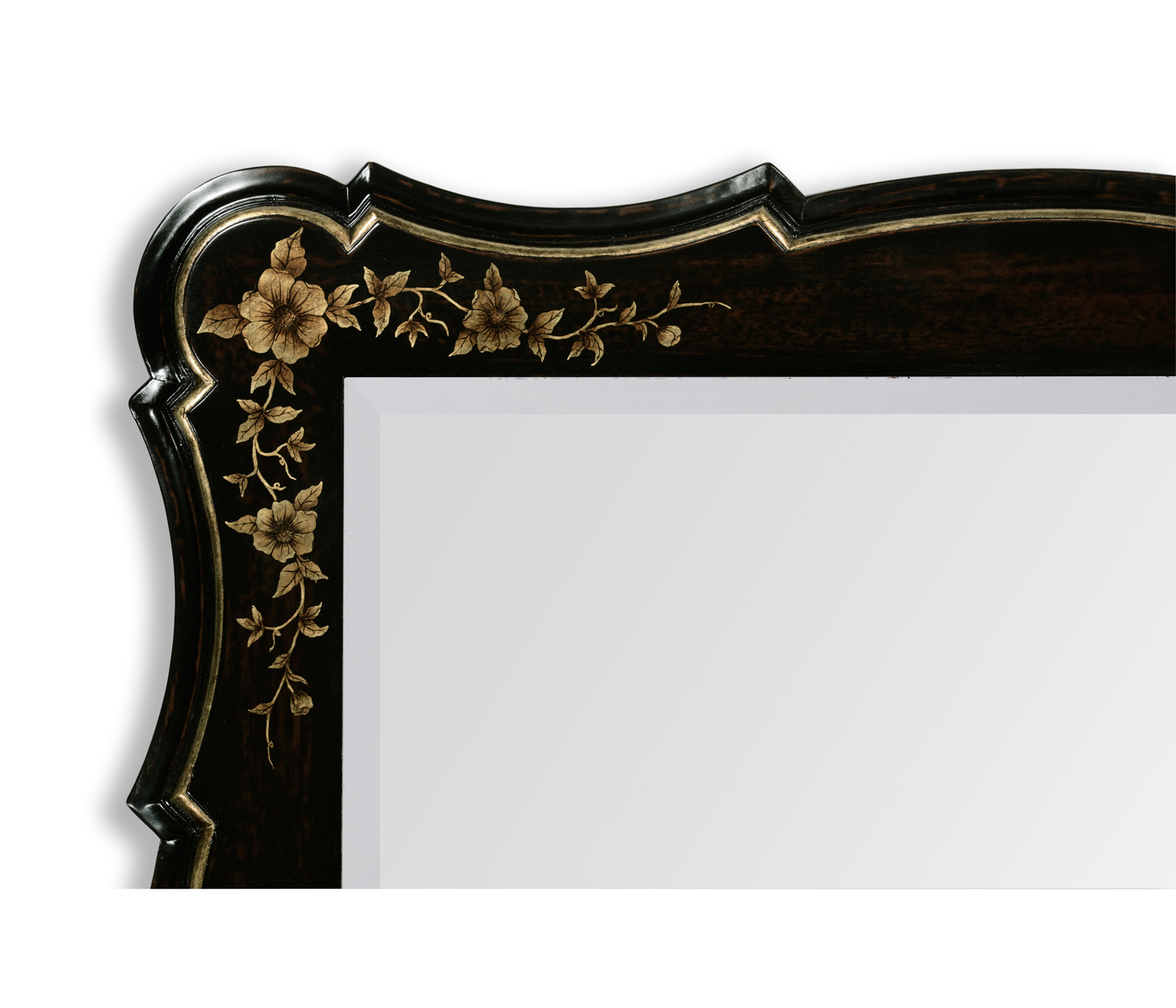 Black & gilded floral square mirror