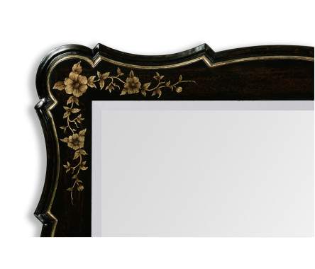 Black & gilded floral square mirror
