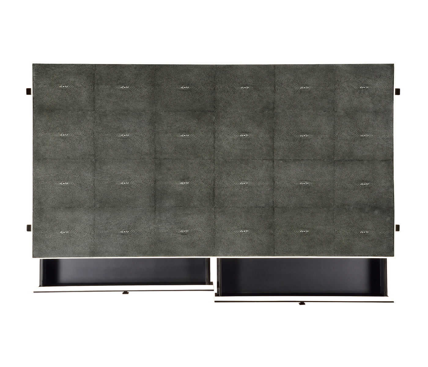 Anthracite Faux Shagreen Coffee Table with Bronze Base