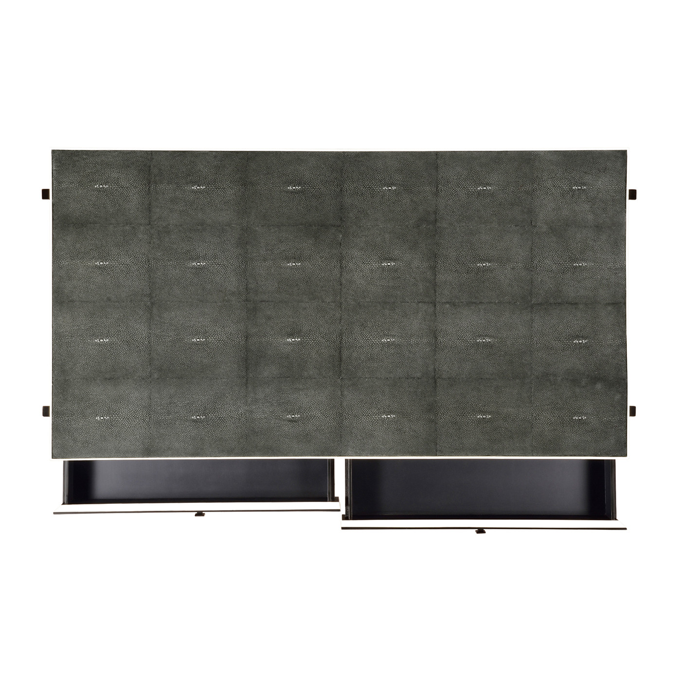 Anthracite Faux Shagreen Coffee Table with Bronze Base