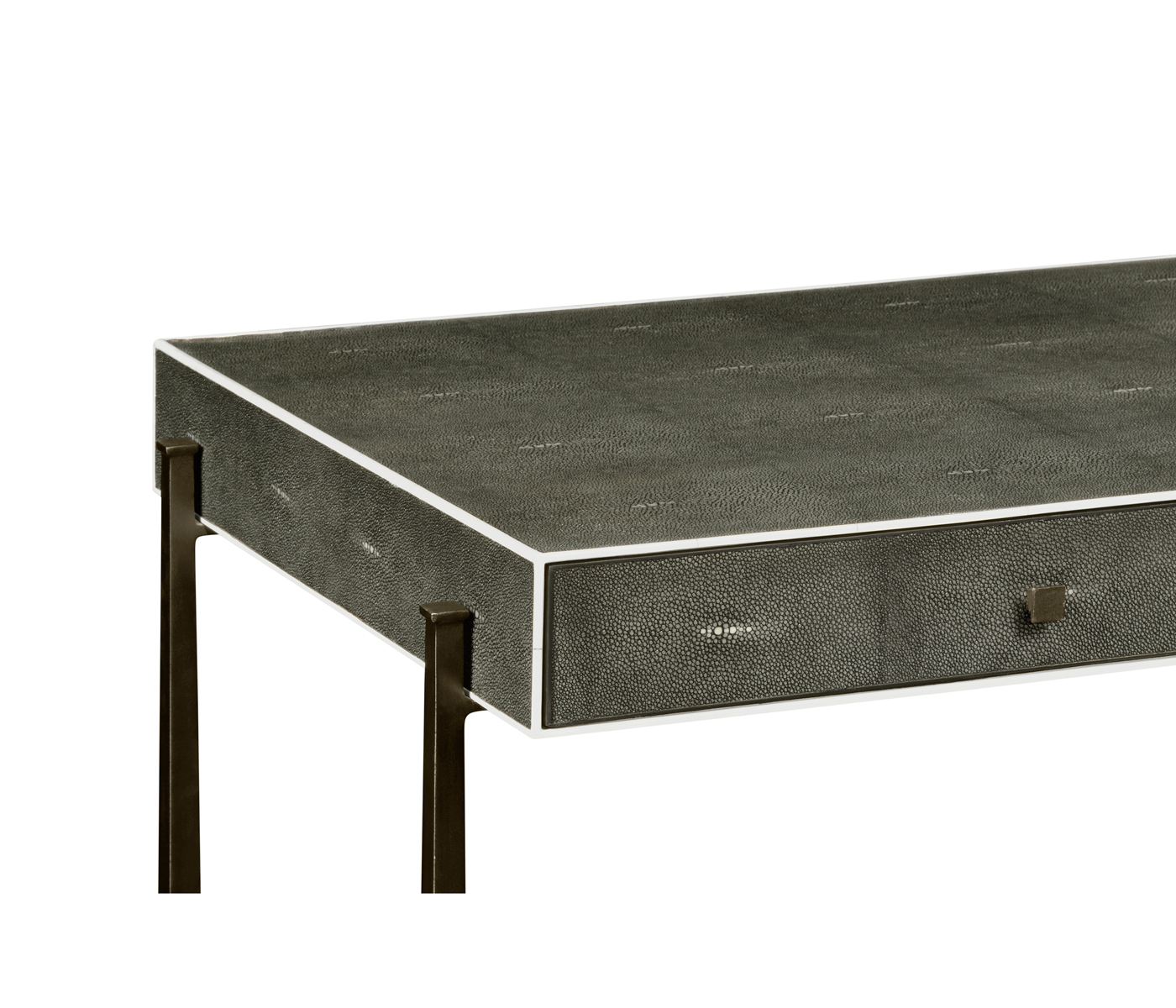 Anthracite Faux Shagreen Coffee Table with Bronze Base