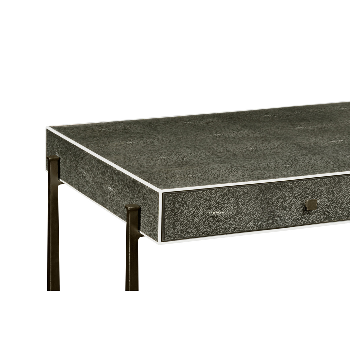 Anthracite Faux Shagreen Coffee Table with Bronze Base