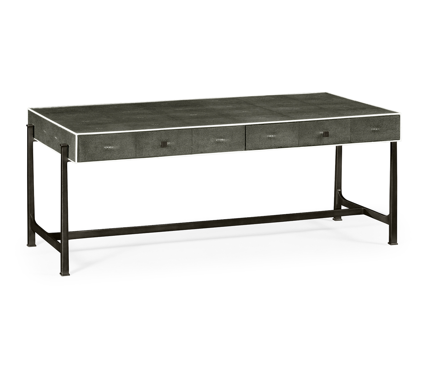 Anthracite Faux Shagreen Coffee Table with Bronze Base