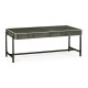 Anthracite Faux Shagreen Coffee Table with Bronze Base