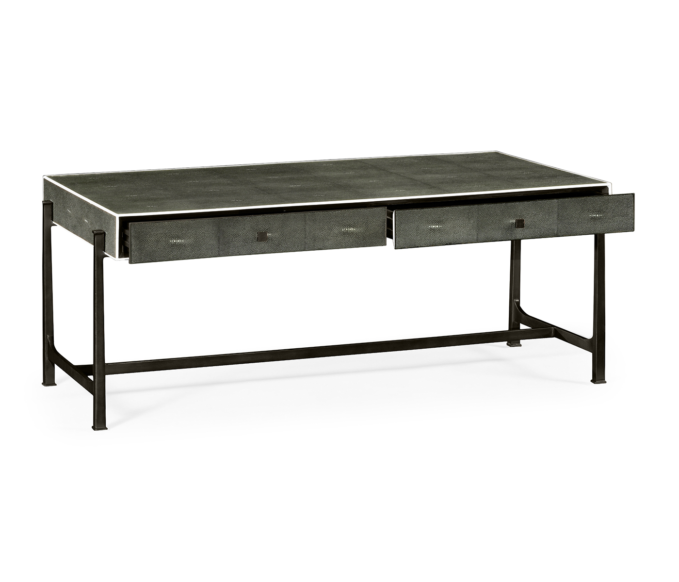 Anthracite Faux Shagreen Coffee Table with Bronze Base