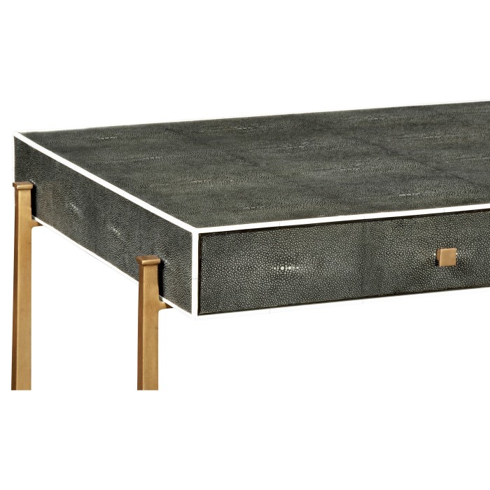 Anthracite Faux Shagreen Coffee Table with Gilded Base