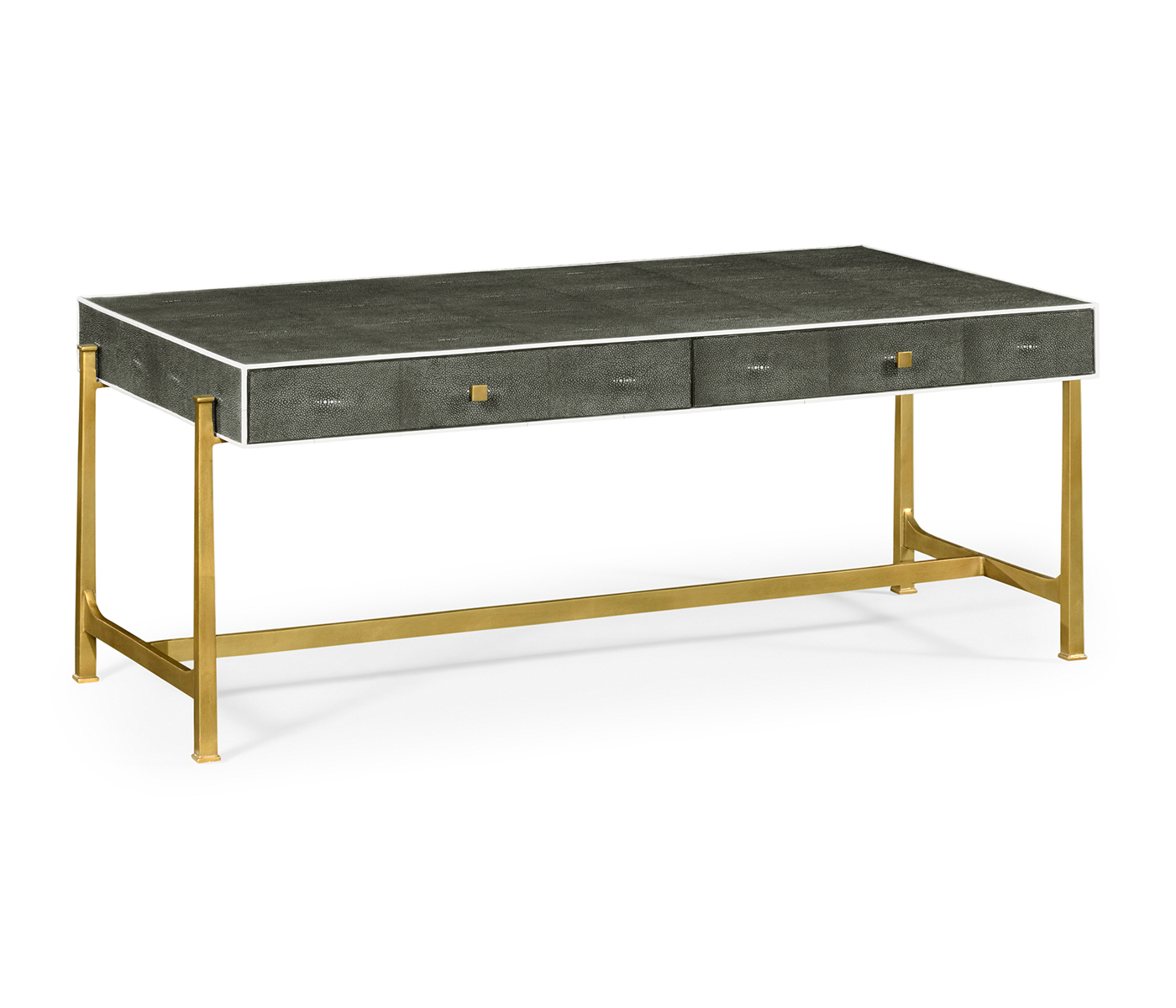 Anthracite Faux Shagreen Coffee Table with Gilded Base