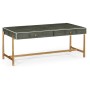 Anthracite Faux Shagreen Coffee Table with Gilded Base