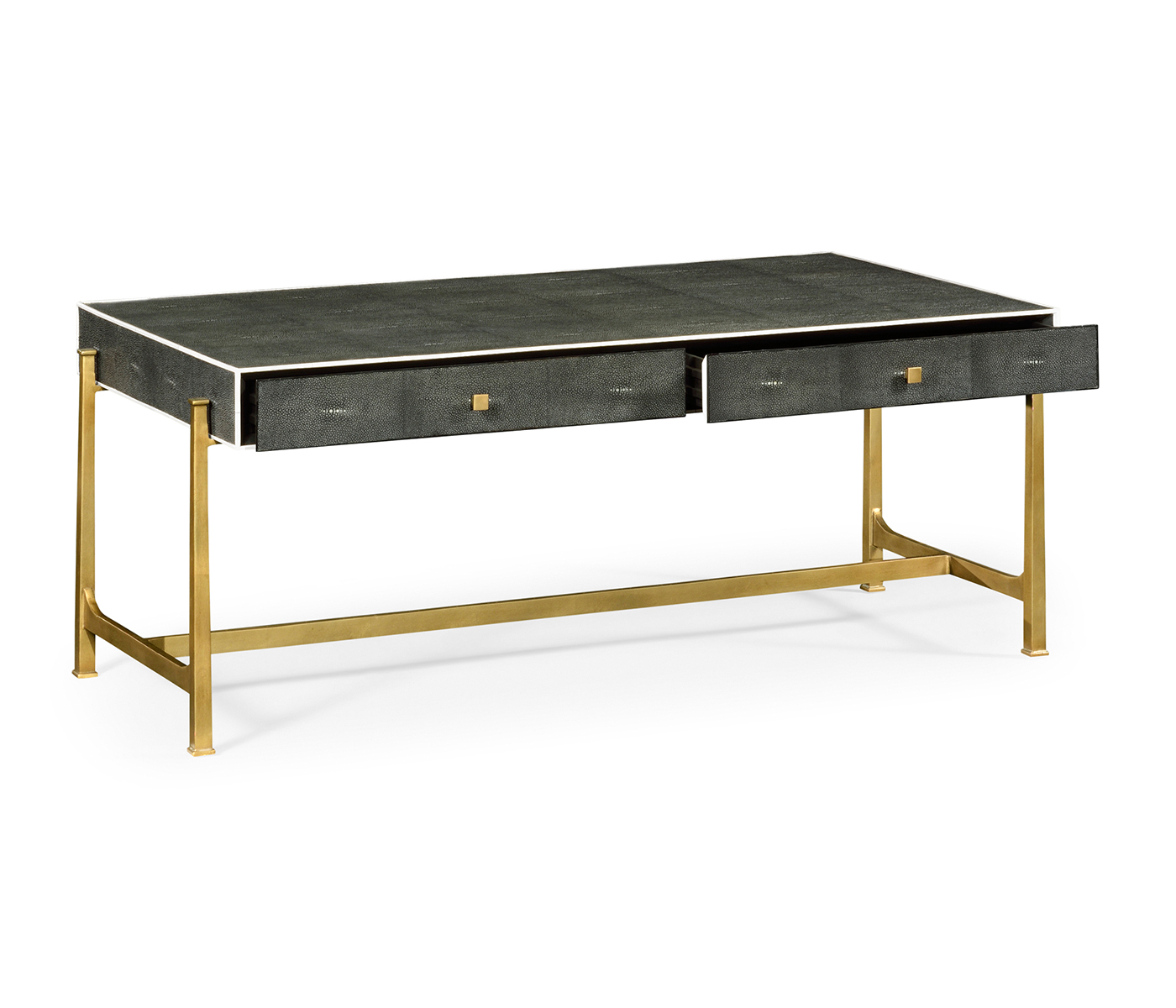 Anthracite Faux Shagreen Coffee Table with Gilded Base