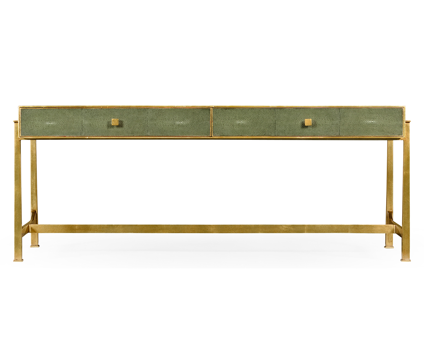Green Faux Shagreen Coffee Table with Gilded Base
