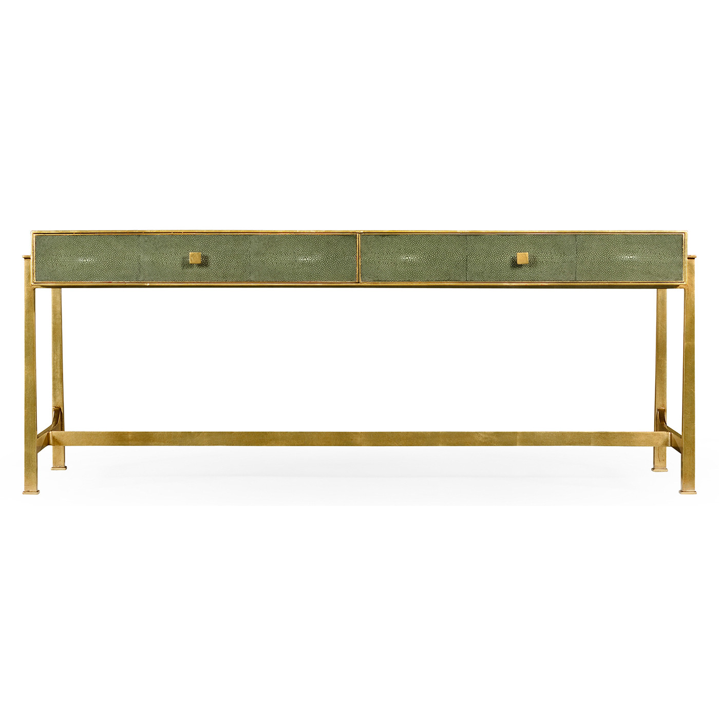 Green Faux Shagreen Coffee Table with Gilded Base