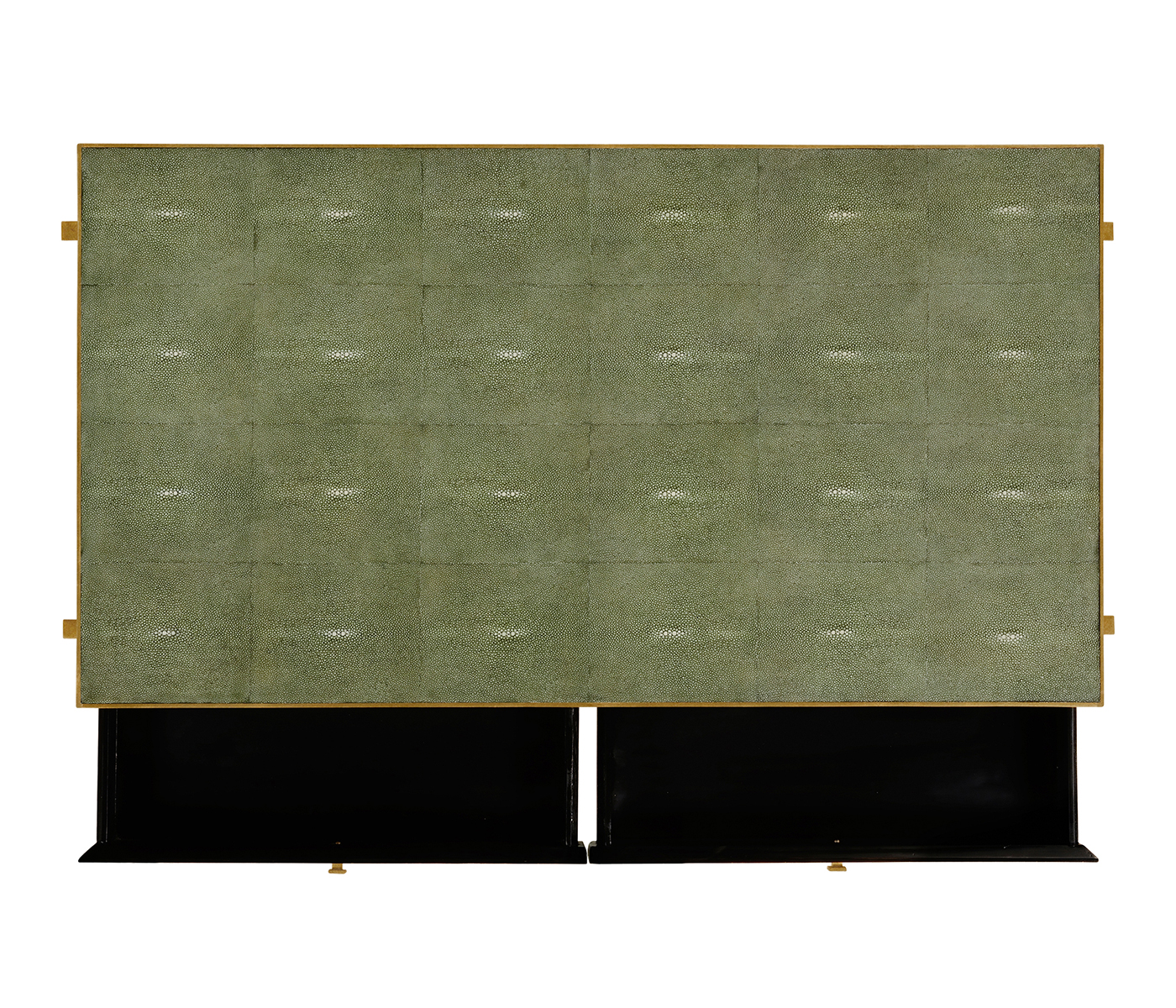 Green Faux Shagreen Coffee Table with Gilded Base