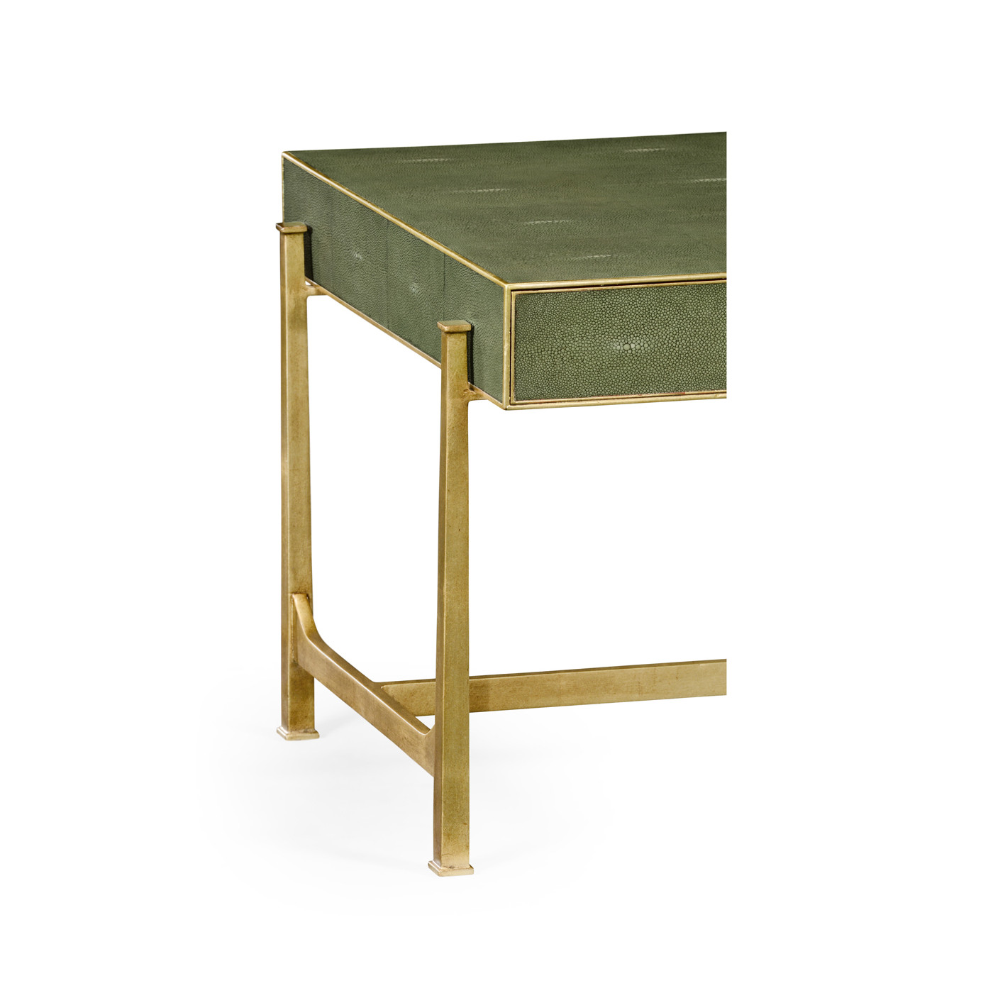 Green Faux Shagreen Coffee Table with Gilded Base