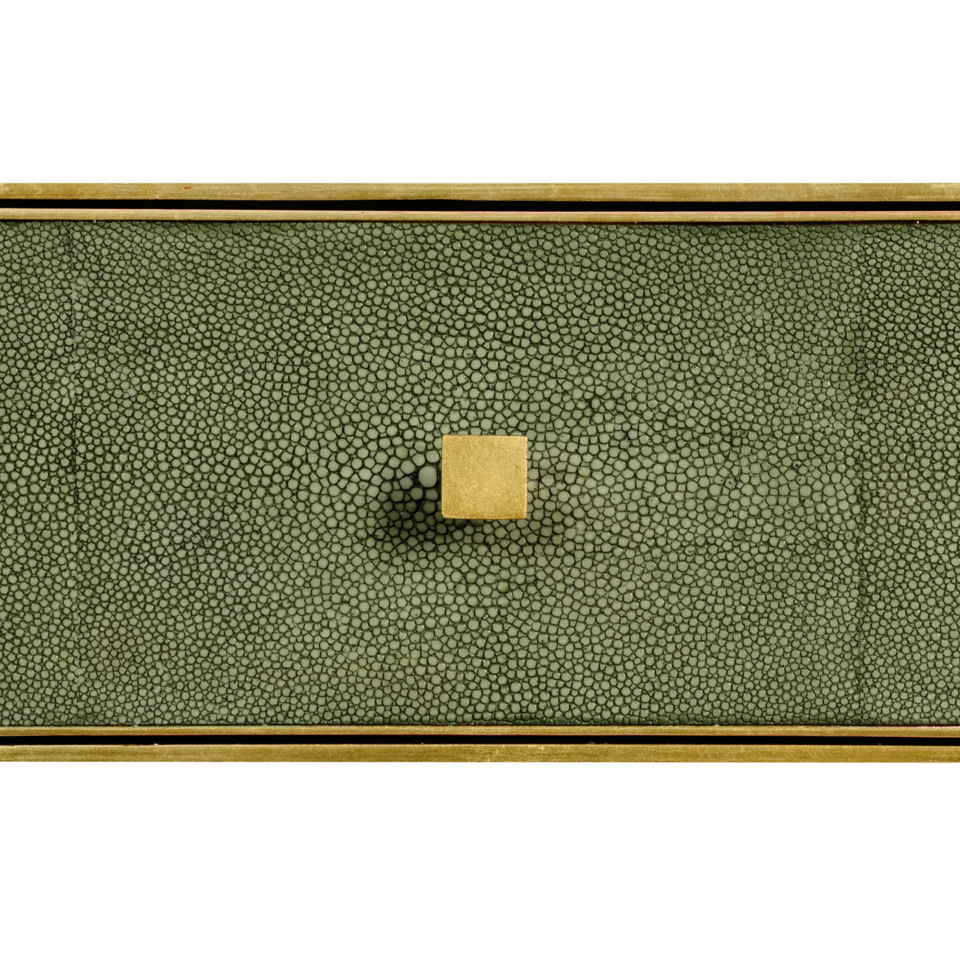 Green Faux Shagreen Coffee Table with Gilded Base