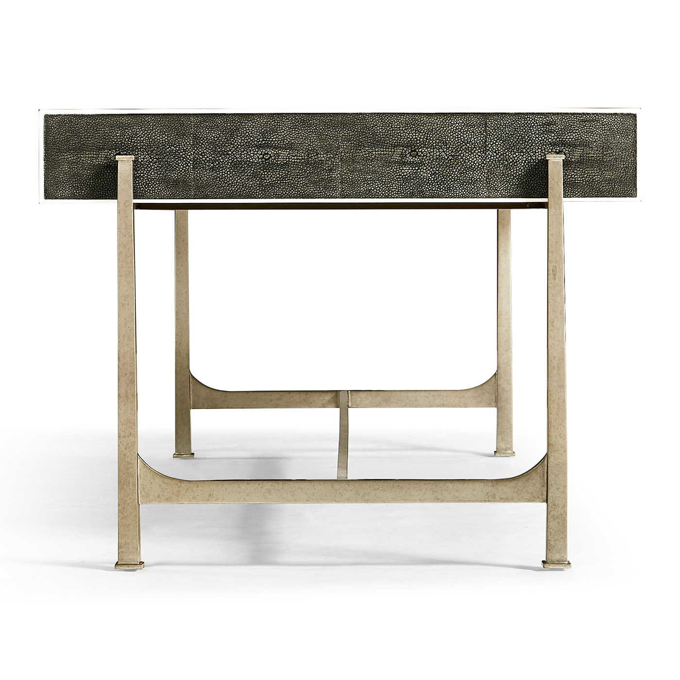 Anthracite Faux Shagreen Coffee Table with Silver Base