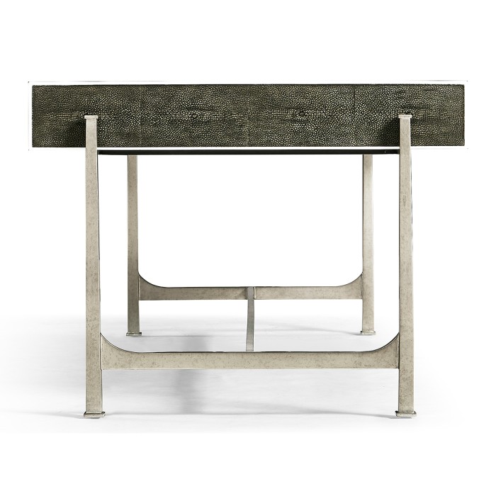 Anthracite Faux Shagreen Coffee Table with Silver Base
