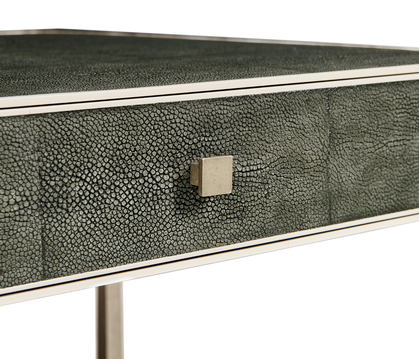 Anthracite Faux Shagreen Coffee Table with Silver Base