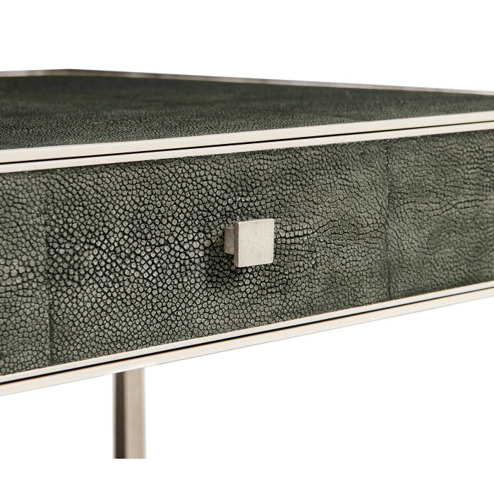 Anthracite Faux Shagreen Coffee Table with Silver Base