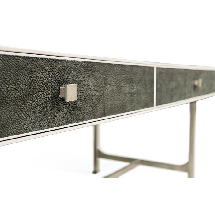 Anthracite Faux Shagreen Coffee Table with Silver Base