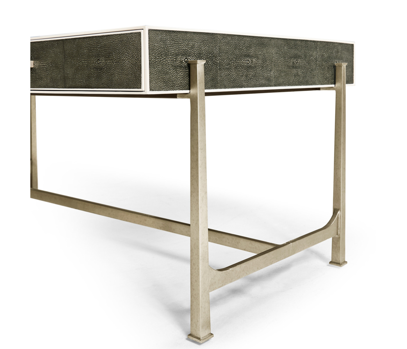 Anthracite Faux Shagreen Coffee Table with Silver Base