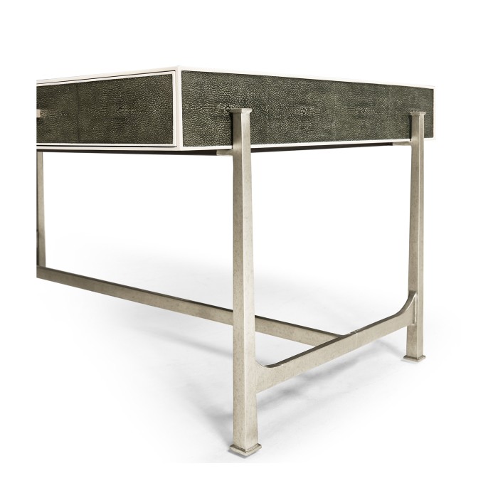 Anthracite Faux Shagreen Coffee Table with Silver Base