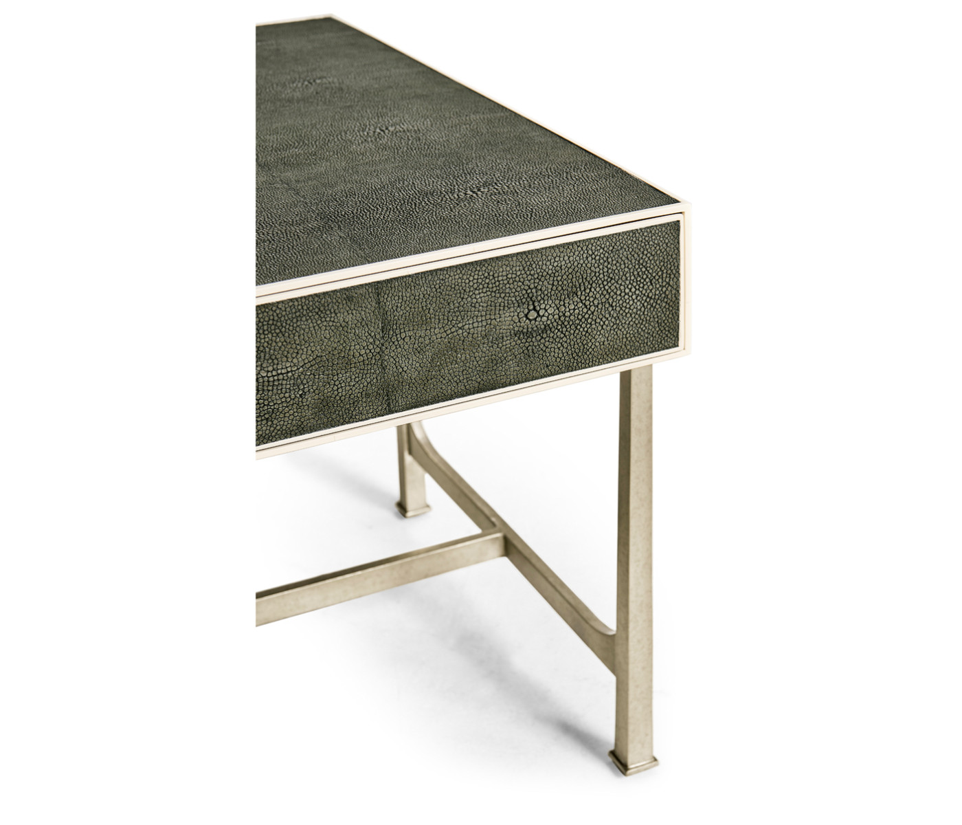 Anthracite Faux Shagreen Coffee Table with Silver Base