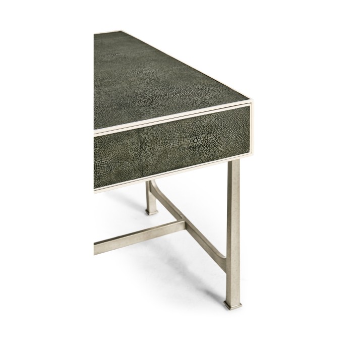 Anthracite Faux Shagreen Coffee Table with Silver Base