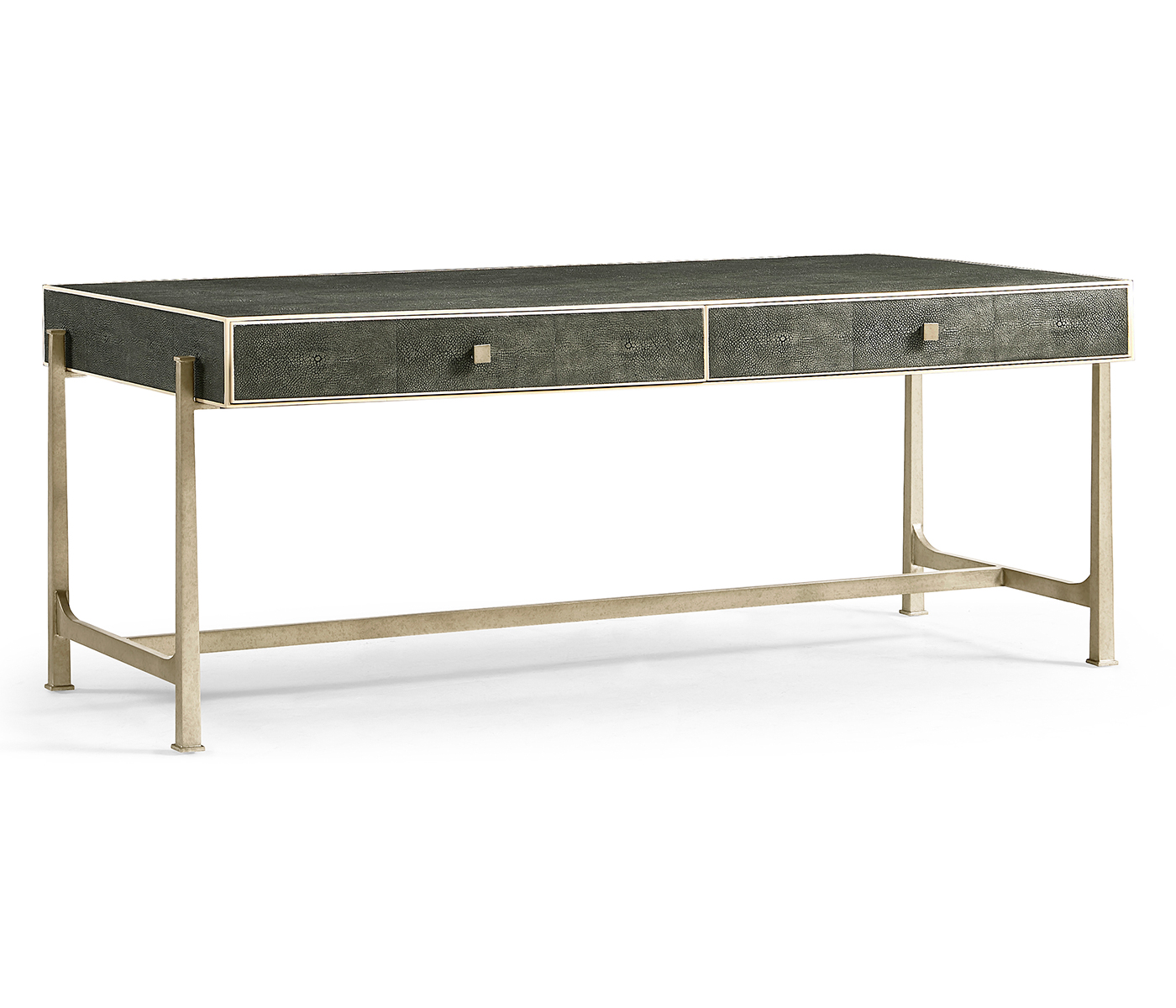 Anthracite Faux Shagreen Coffee Table with Silver Base