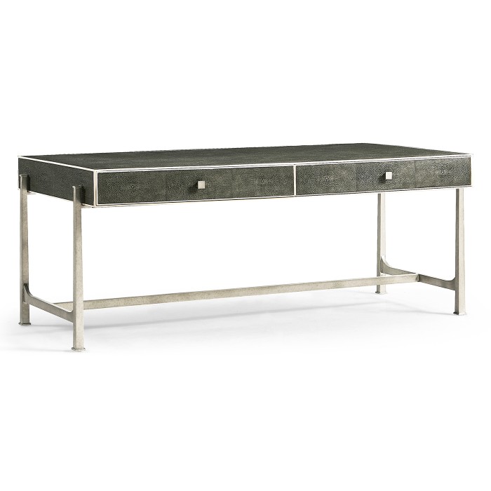 Anthracite Faux Shagreen Coffee Table with Silver Base