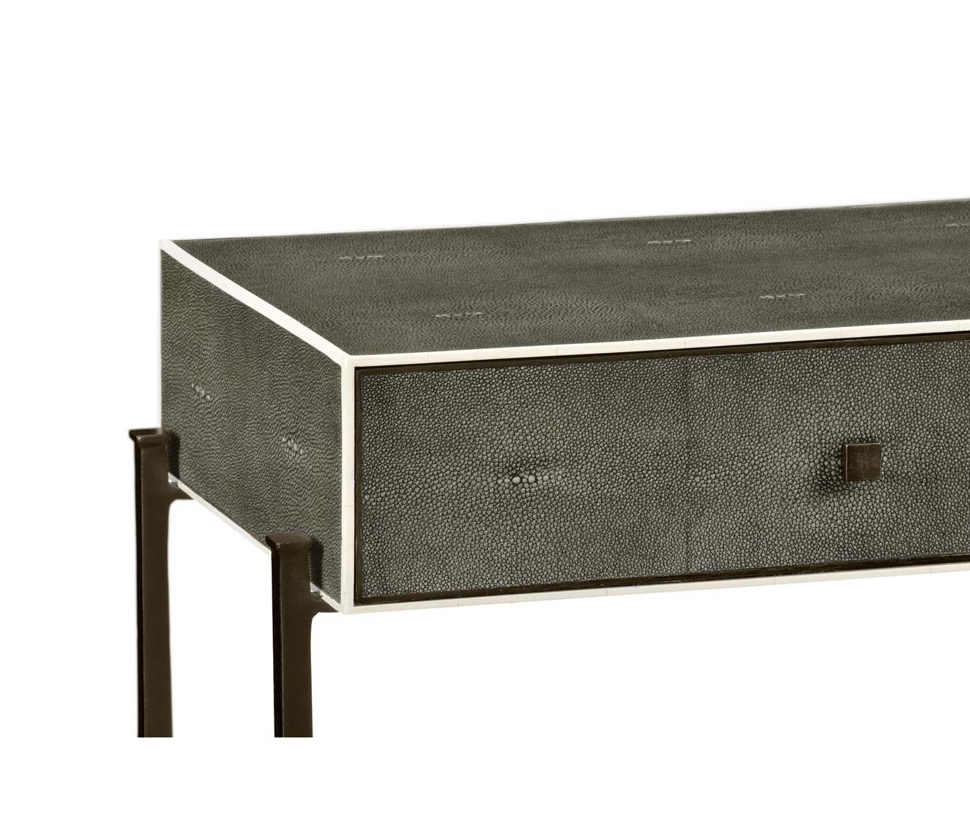 Anthracite Faux Shagreen & Bronze Console