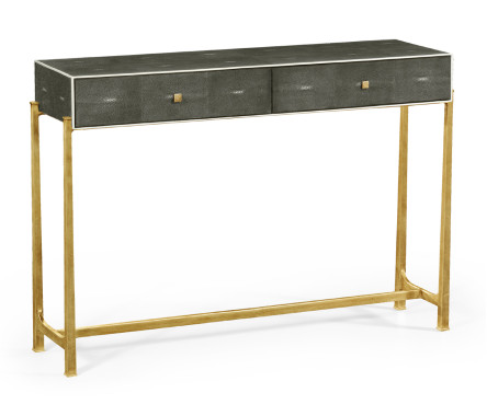 Anthracite Faux Shagreen & Gilded Console 