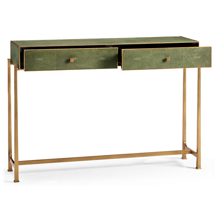 Green Faux Shagreen & Gilded Console 