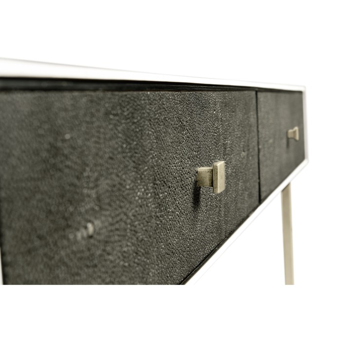 Faux Anthracite Shagreen & Silver Console