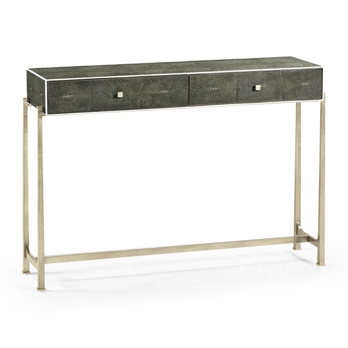 Faux Anthracite Shagreen & Silver Console