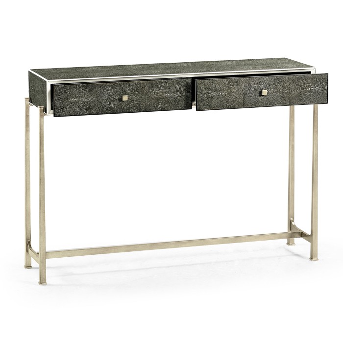Faux Anthracite Shagreen & Silver Console