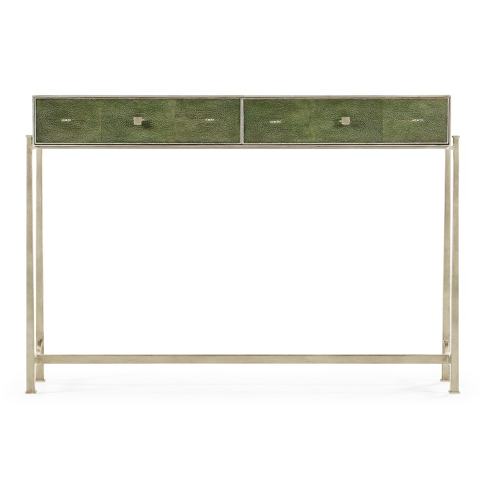 Green Faux Shagreen & Silver Console