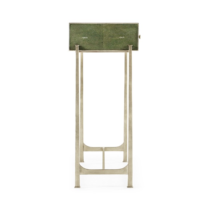 Green Faux Shagreen & Silver Console